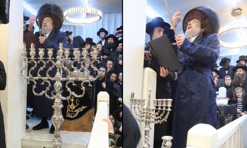 החנוכיה של ר' יואליש מסאטמר הודלקה ברחוב גמול בירושלים