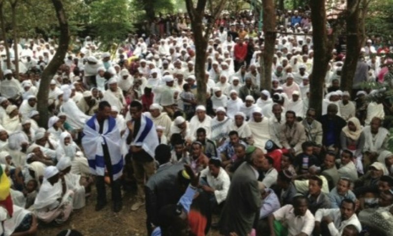 צאצאי יהודי אתיופיה שהתנצרו במתחם הסוכנות היהודית בגונדר. צילום: אופיר העברי