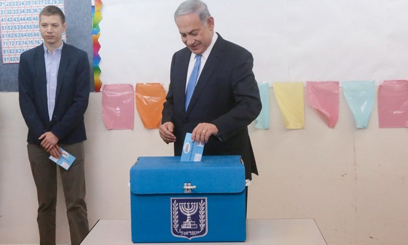 נתניהו בבחירות. צילום: מארק סאלם, פלאש 90