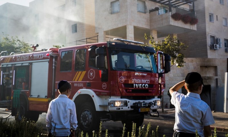 ניידת כיבוי אש בביתר עילית. צילום: נתי שוחט, פלאש 90