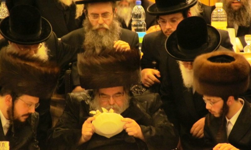 Belzer Rebbe at engagement of his grandson. Photograph: Yitzchak Meyer