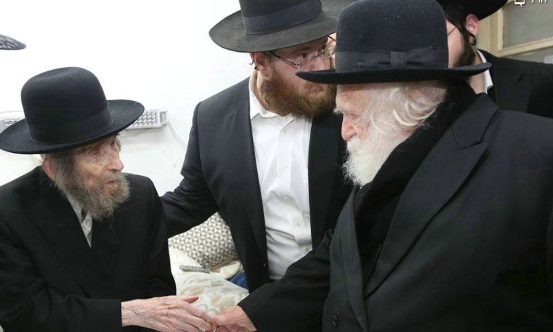 Hagaon R' Aharon Leib and Hagaon R' Chaim last week. Photo: Eli Kubin