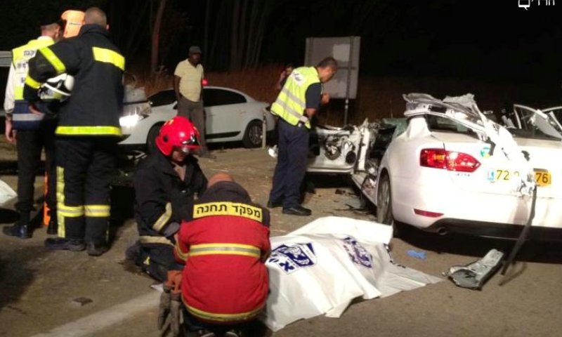 זירת התאונה הקטלנית; צילום הצלה איו"ש