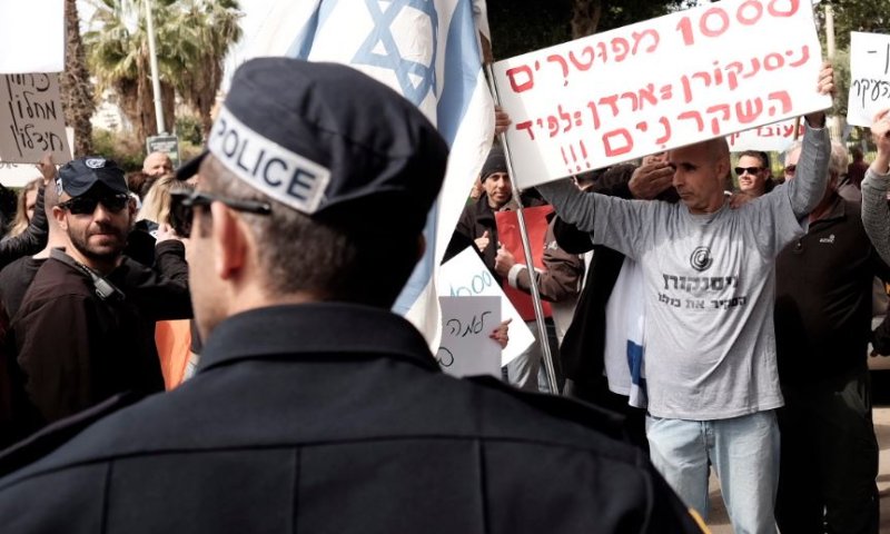הפגנת אנשי רשות השידור היום בתל אביב. צילום : תומר נויברג פלאש 90