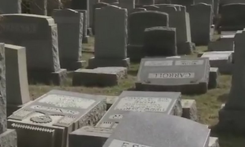 בית הקברות שחולל בפילדלפיה (צילומסך)