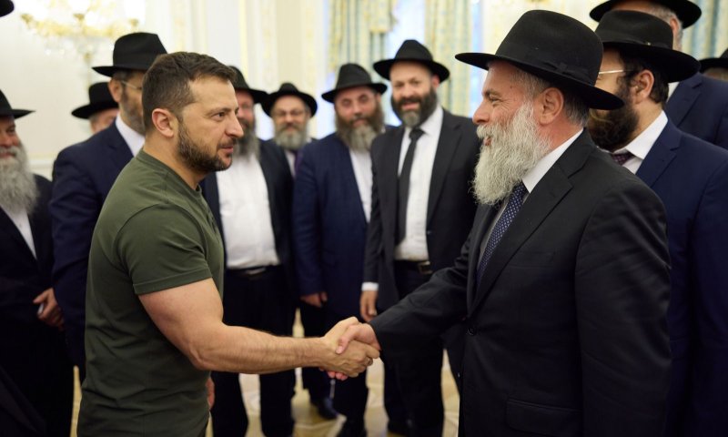 הרב מרקוביץ בפגישת הרבנים אמש עם הנשיא זלנסקי