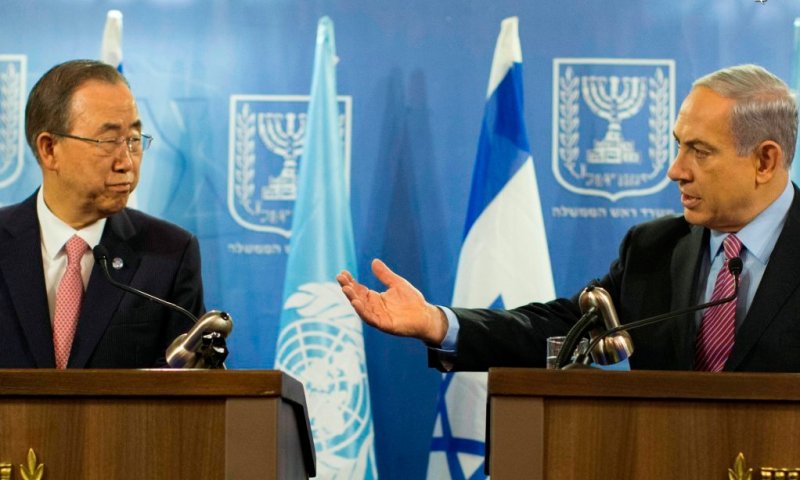 Netanyahu with UN Secretary General during his visit to Israel. Photo: Flash 90