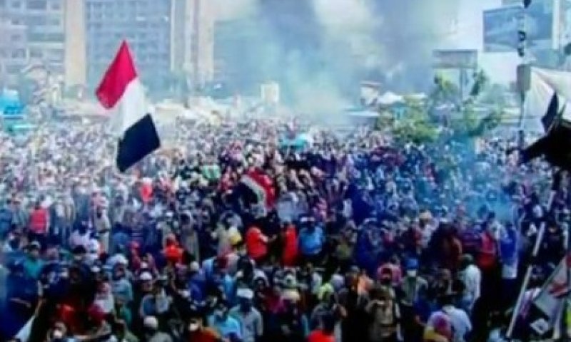 המחאה במצרים, הבוקר (צילום מסך: הטלויזיה המצרית)