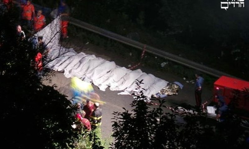 גופות חלק ההרוגים בתאונה: צילום AFP