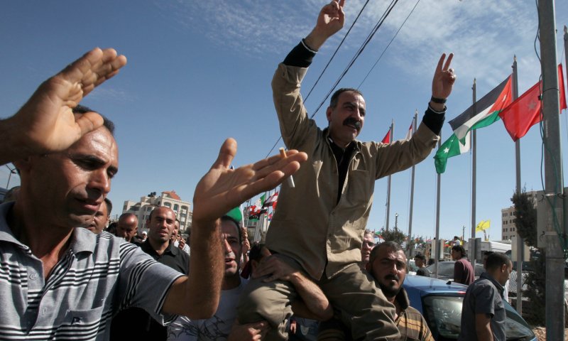 אסירים פלסטינים מתקבלים לאחר השחרור, צילום: פלאש 90