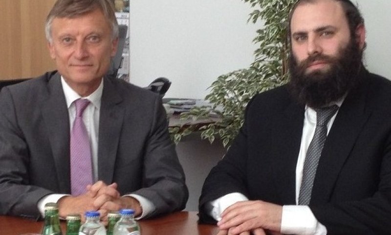 Rabbi Margolin with the Polish Ambassador in Brussels. Photo: EJA