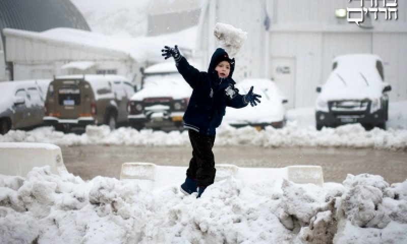 ילדים משחקים בשלג. צילום: פלאש 90