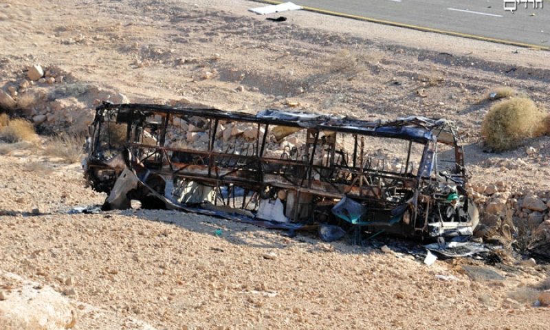 האוטובוס שנפגע. צילום: משרד הביטחון 