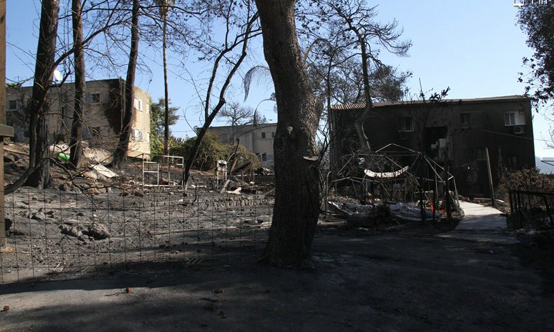 בית אורן לאחר השריפה. צילום ארכיון 