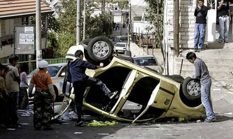 רכב של תושב יהודי שהושחת במהומות בפקיעין