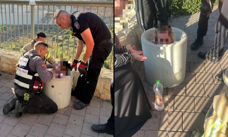ביתר עילית: ילד נלכד בתוך פח בטון במהלך משחק וחולץ בשלום