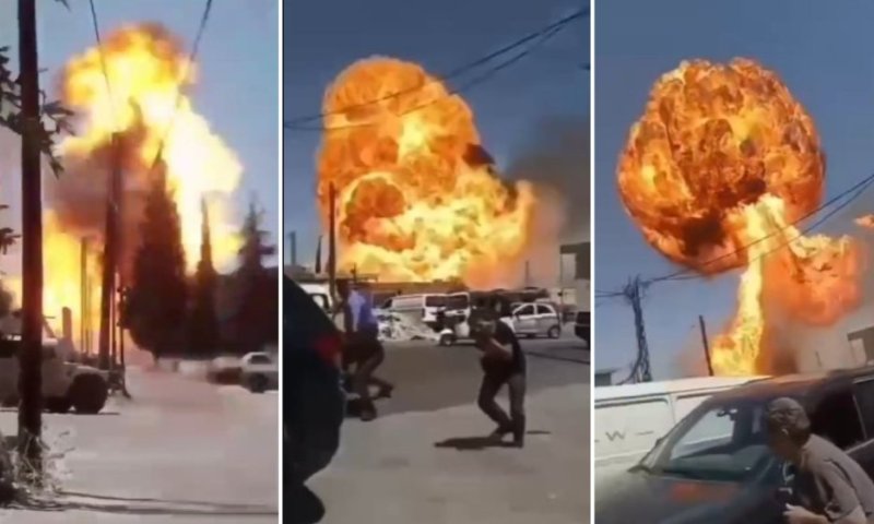 תיעוד דרמטי: מיכלית גז התפוצצה בלבנון - תושבים נמלטו בבהלה
