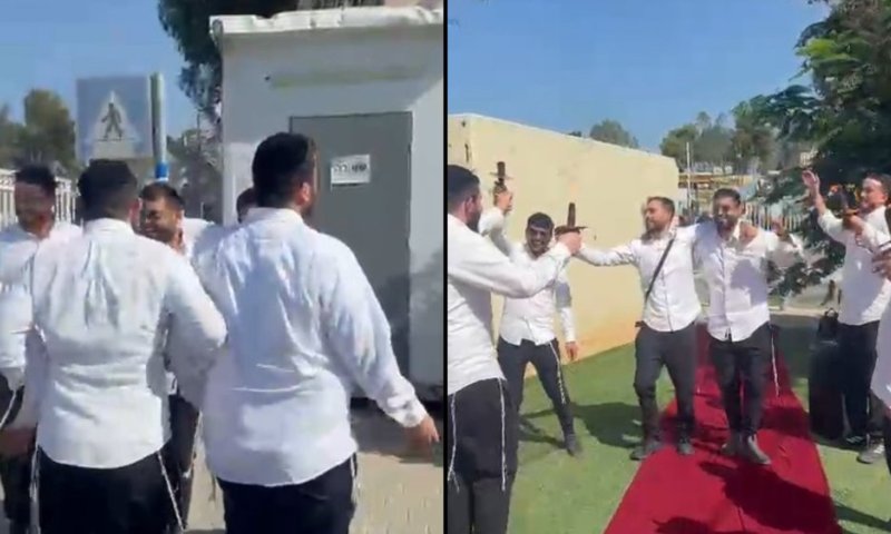 קבלת פנים חגיגית מחוץ לכלא הצבאי: שוחררו שלושה תלמידי ישיבה