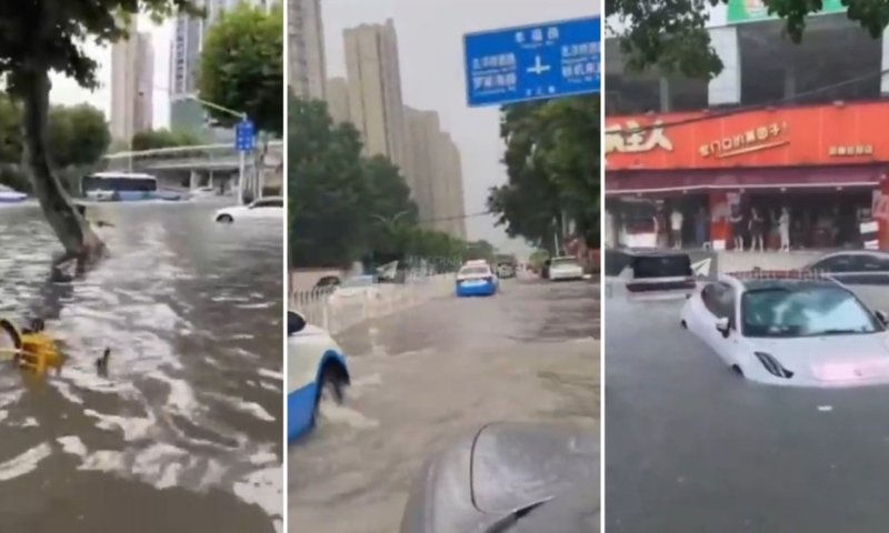 סין: גשמים חריגים גרמו להצפות ענק &ndash; רכבים שקעו במים