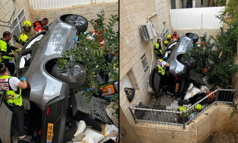 נס בירושלים: הרכב צנח מגובה של חמישה מטרים - הנהגת חולצה בחיים