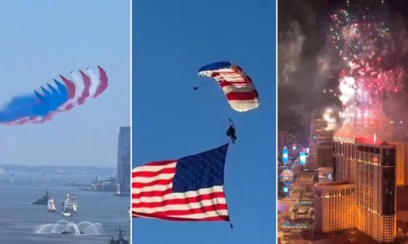 חגיגות העצמאות בארה״ב: מטס מרהיב, זיקוקים ומצנח רחיפה שהתרסק לתוך דוכן