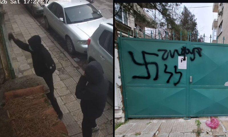 וונדליזם בידי אלמונים: כתובת נאצה וצלבי קרס רוססו על שער בית הכנסת