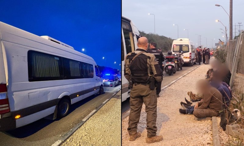 פצצה מתקתקת: שלושה מיניבוסים עם 60 שב"חים נתפסו סמוך לבני ברק