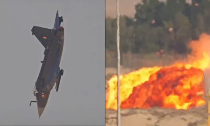 כך זה נראה מקרוב: תיעוד חדש מהתרסקות מטוס הקרב בדובאי