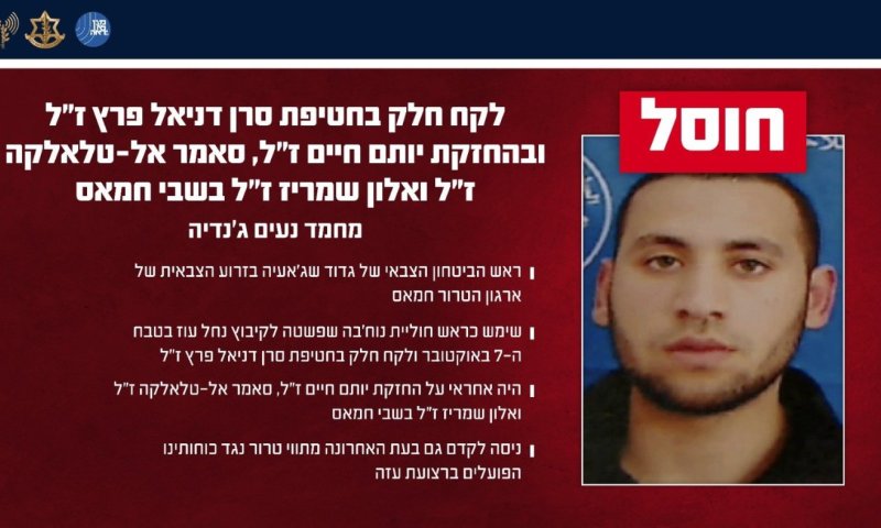 חוסל מחבל שלקח חלק בחטיפת חיילים ושמר על אזרחים בשבי חמאס