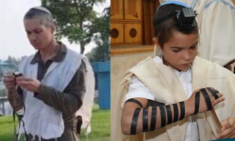 תיעוד מרגש: חתן הבר מצווה זכה להניח את התפילין של אביו הי"ד