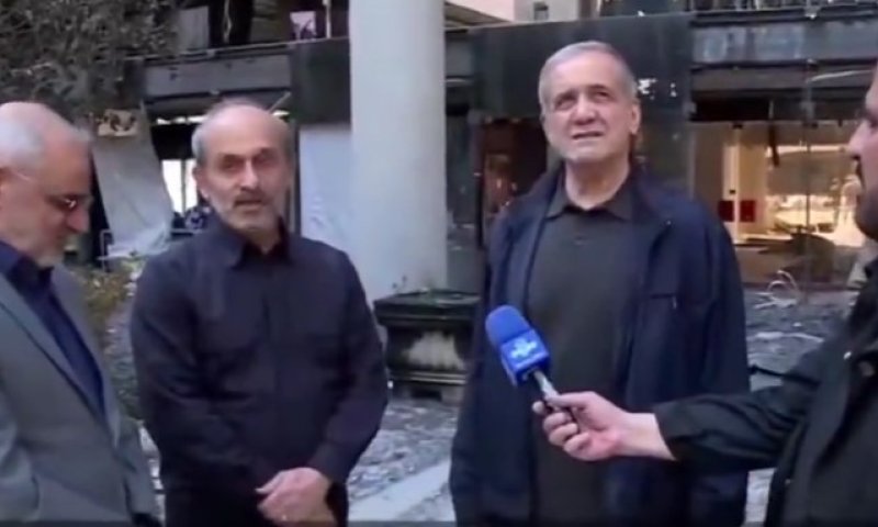 נשיא איראן פזשכיאן הגיע לביקור במבנה הטלוויזיה שהותקף
