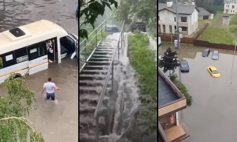 מקבץ תיעודים: הגשמים העזים הפכו את מוסקבה ל"ונציה" 