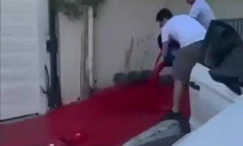 פעילי "עומדים ביחד" שפכו צבע אדום מול בית הרמטכ"ל איל זמיר