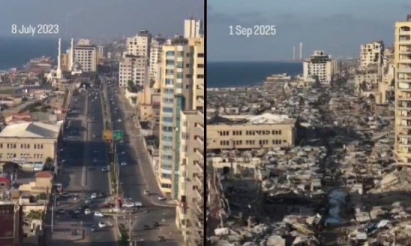 לפני ואחרי: תיעודים מרחוב אל-ראשיד בעזה חושפים את היקף ההרס ממתקפות צה"ל