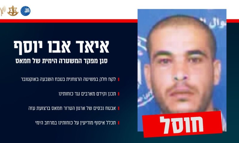 חוסל סגן מפקד המשטרה הימית של חמאס - פשט לעוטף ב-/7/10