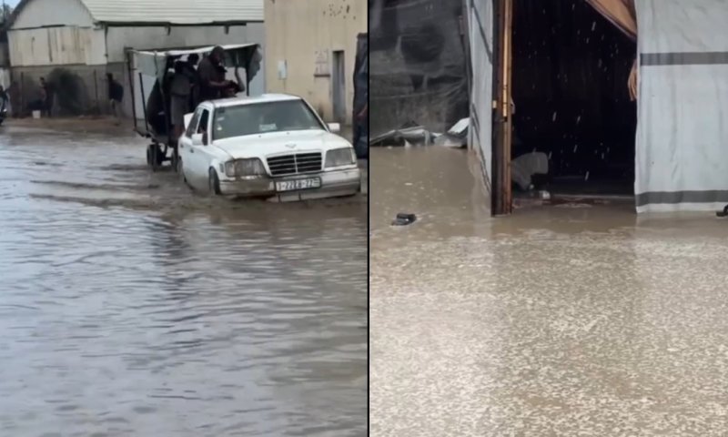 הגשמים לא פסחו על עזה: מקבץ תיעודים מההצפות בח'אן יונס