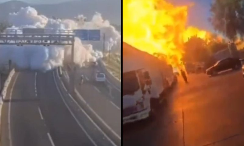 תיעוד דרמטי מצ'ילה: משאית גז התהפכה והכביש עלה בלהבות | הרוגים ופצועים