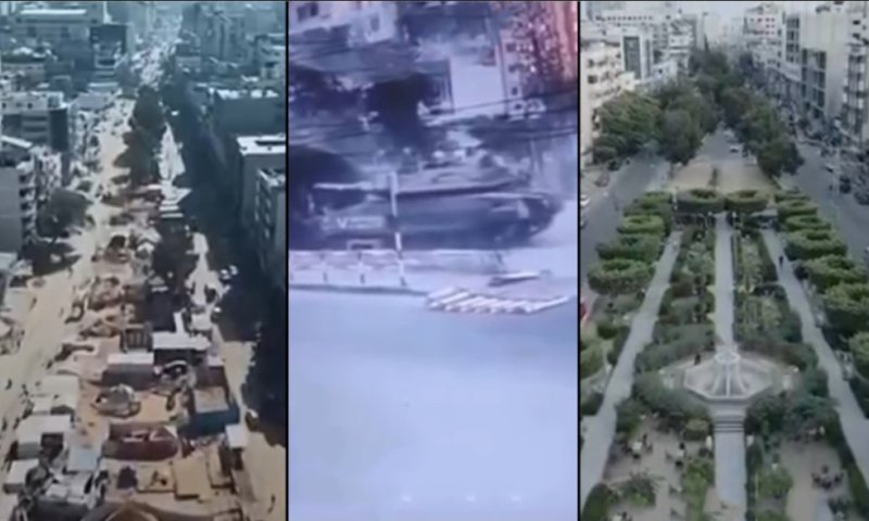 כך נראית רחבת "החייל האלמוני" בעזה: לפני, במהלך ואחרי הלחימה