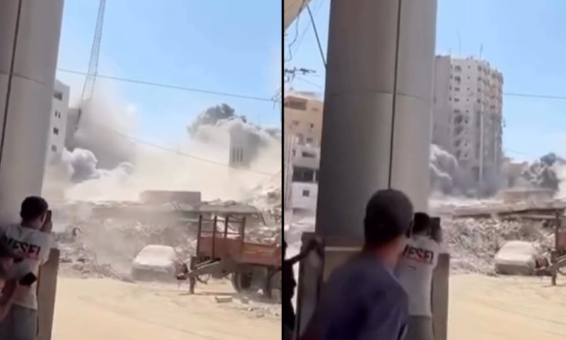 תיעוד דרמטי: רגעי תקיפת המגדל של חמאס בעיר עזה