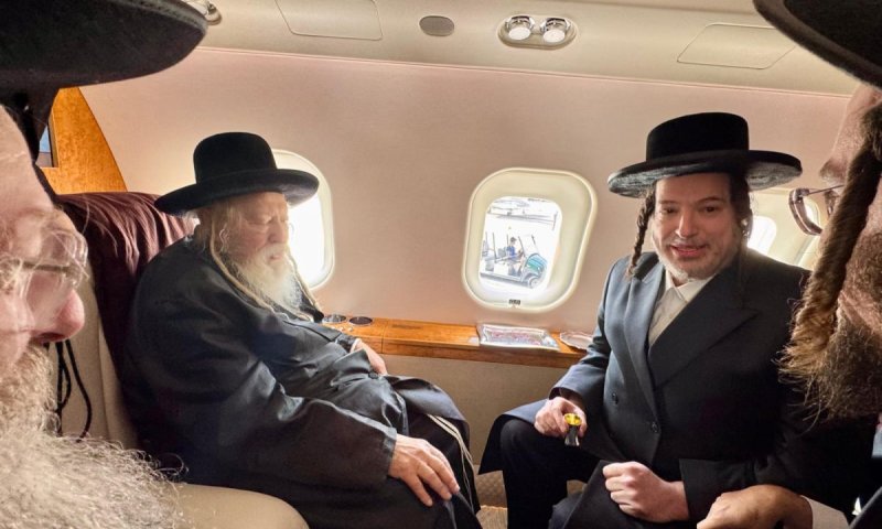 האדמו"ר מגור המריא במטוס פרטי לארץ וערך 'לחיים' עם הנגיד
