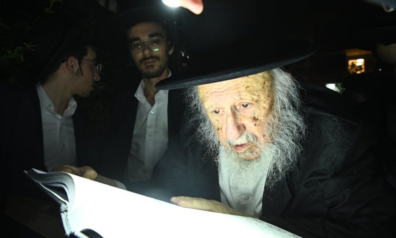 עוד לפני ט' באב: הגרב"ד יצא לרחבת ביתו לקדש את הלבנה