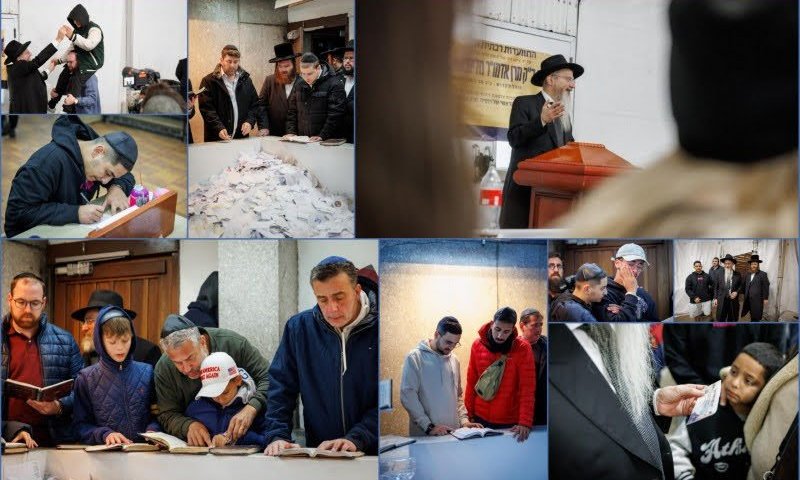 כמאתיים יתומים ואלמנות ממלחמת 'חרבות ברזל' בתפילה באוהל הרבי