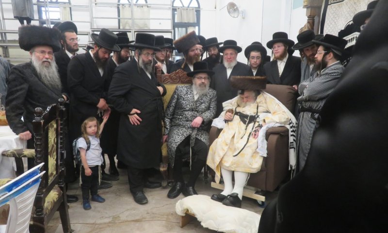 ברית לנין הרבי מתולדות אברהם יצחק | הרבי מוויז'ניץ לונדון כובד בברכות